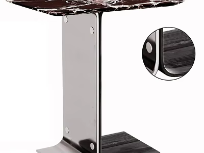 Stylish Side Table with Marble Top and Brushed Metal Support Legs for Home Decor 3d model
