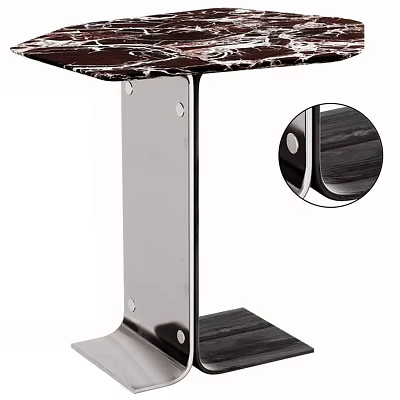 Stylish Side Table with Marble Top and Brushed Metal Support Legs for Home Decor 3d model