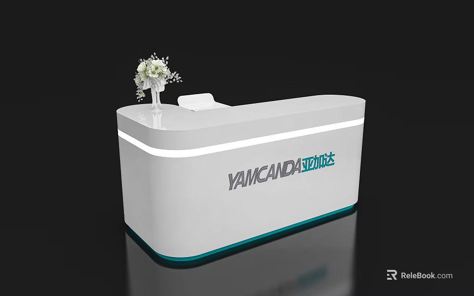Modern YANCANDA White Reception Desk With Flower Arrangement And Sleek Design 3d model 