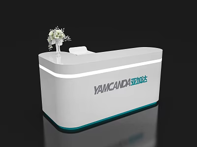 Modern YANCANDA White Reception Desk With Flower Arrangement And Sleek Design 3d model