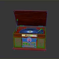 Red Phonograph With Open Lid Vinyl Record And Metro Retail Label
