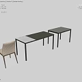 Modern Dining Table Set With Diamond Pattern Upholstered Chairs And Dark Wood Top 3d model