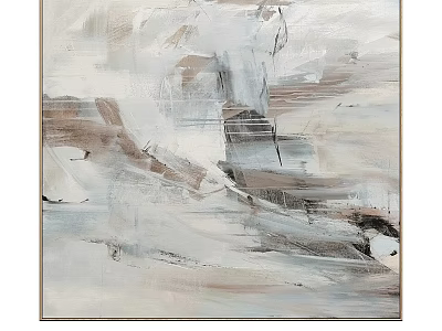 Abstract Painting With Layered Neutral Tones Beige White Gray And Textured Brush Strokes 3d model