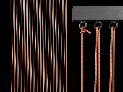 Modern Copper Vertical Line Partition With Black Bar And Decorative Ropes 3d model