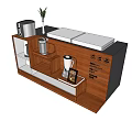 Modern Wooden Display Shelf With Multiple Tiers For Appliance Display And Potted Plant