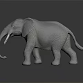 Gray Elephant Figurine With Long Trunk White Tusks Standing On Dark Background 3d model