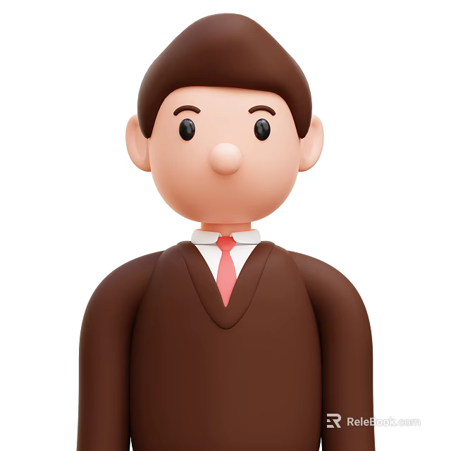 Man Wearing Brown Sweater White Shirt And Pink Tie With Brown Hair 3d model 