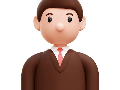 Man Wearing Brown Sweater White Shirt And Pink Tie With Brown Hair 3d model