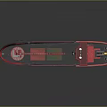 Bright Red Cargo Boat With Containers Crane And Cabin On Deck 3d model