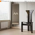 Stylish Hanging Chair In Modern Interior With Window Blinds Pendant Light And Cabinet