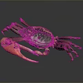 Vibrant Crab With Large Red Claws And Colorful Shell On Dark Background 3d model