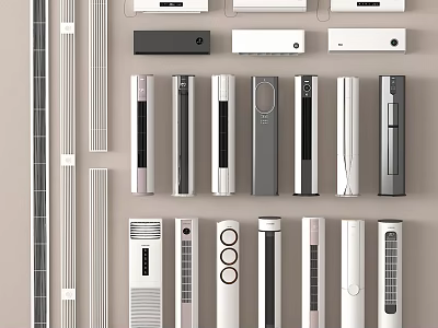 Modern Air Conditioner Fans With Various Designs Different Styles And Color Options 3d model