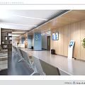Hospital Outpatient Clinic Waiting Area Featuring Seats Self Service Device And Plant