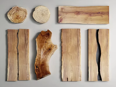 Natural Stone And Wood Slabs With Unique Grain Patterns And Natural Textures 3d model