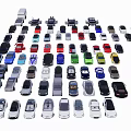 Various Car Models in Different Colors and Styles Arranged for 3d model