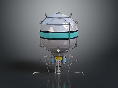 Scientific Spherical Device With Metallic Frame Teal Stripe And Support Structure 3d model