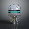Scientific Spherical Device With Metallic Frame Teal Stripe And Support Structure