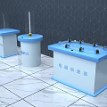 Laboratory Electromagnetic Accelerator Equipment Blue White Console With Scientific Instruments 3d model