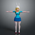 Game Movie Character With Rabbit Ears Blonde Hair Blue Outfit And Green Backpack