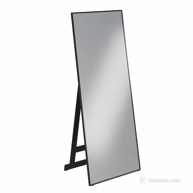 Sleek Black Frame Floor Standing Full Length Mirror For Home Decor 3d model 