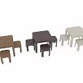 Minimalist Modern Square Wooden Dining Table With Four Matching Stools And Natural Wood Finish