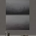 Abstract Painting Two Panel Artwork With Neutral Tones Textured Layers Minimalist Design 3d model