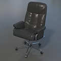 Black Leather Office Chair With High Back Armrests Silver Metal Base And Wheels