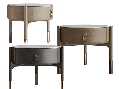Modern Wooden Bedside Tables With Metal Legs And Drawer Design 3d model
