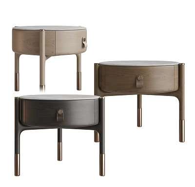 Modern Wooden Bedside Tables With Metal Legs And Drawer Design 3d model