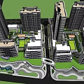 Modern High Rise Residential Complex Design With Green Spaces And Roads Layout