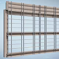 Contemporary Construction Structure With Metal Frame Glass Panels And Concrete Supports