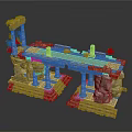 Detailed Ancient Ruins Scene With Stone Columns Platforms Vines And Blocks