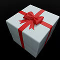 White Gift Box With Red Ribbon And Bow For Everyday Use 3d model