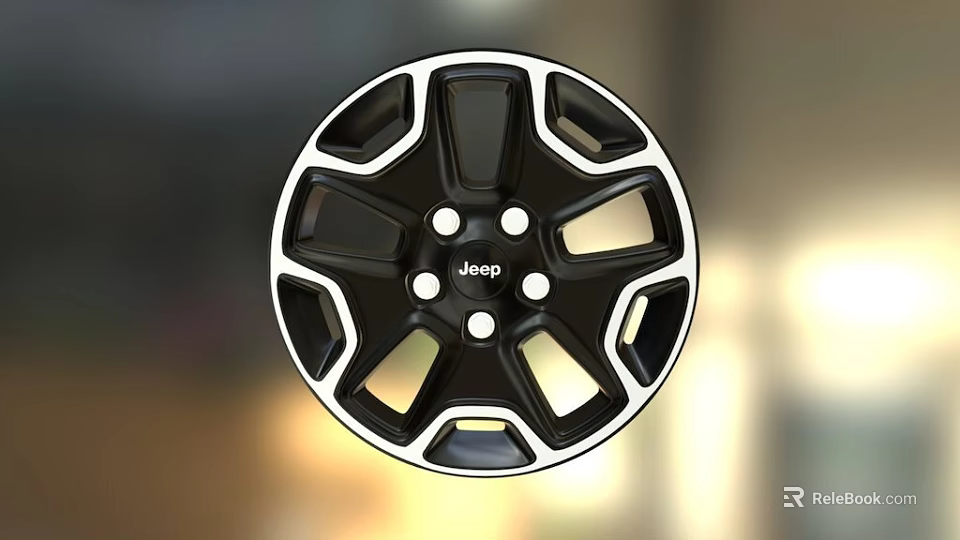 Stylish Jeep Wheel Rim With Black And Silver Alloy Design 3d model 