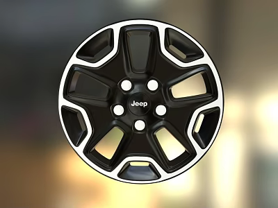 Stylish Jeep Wheel Rim With Black And Silver Alloy Design 3d model