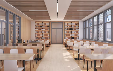 Modern Reading Room Restaurant Canteen Reading Room 3d model