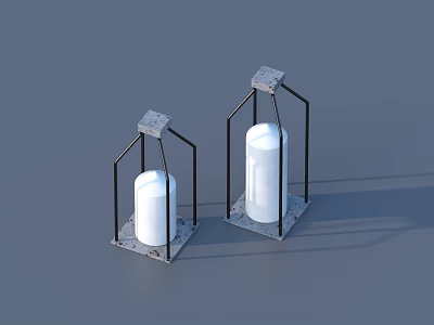 Modern Candle Lamp With Metal Frame White Candle And Square Base 3d model