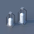 Modern Candle Lamp With Metal Frame White Candle And Square Base