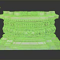 Ancient Multi Tiered Stone Carved Pedestal With Intricate Elephant And Human Sculptures