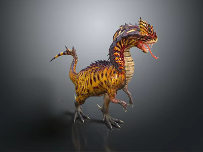 Vibrant Colored Dinosaur Character With Open Mouth And Sharp Teeth 3D Render 3d model