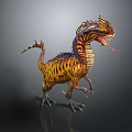Vibrant Colored Dinosaur Character With Open Mouth And Sharp Teeth 3D Render