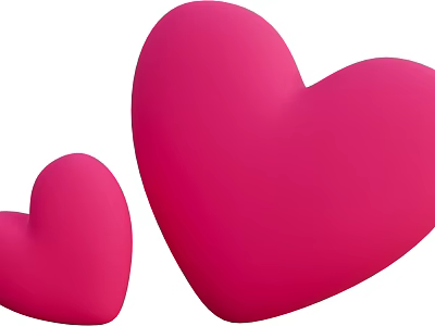 Pink Heart Shaped Decorative Ornament Set with Large and Small Sizes for Home Decoration 3d model