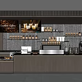 Modern Cafe Counter With Coffee Beans Cups Machine And Pastries 3d model