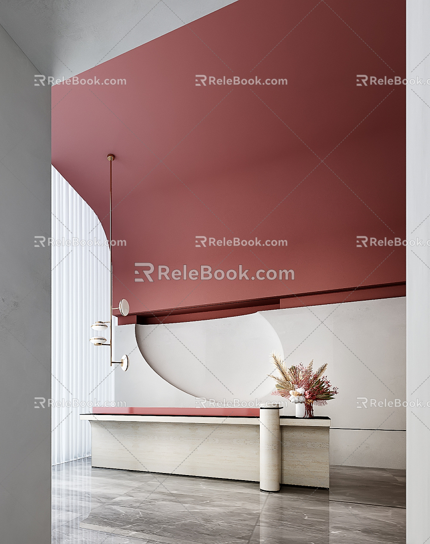 Modern reception desk Sales office Front desk 3d model