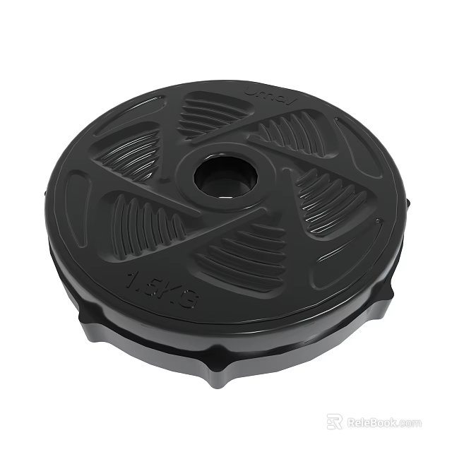 Black Circular 1.5kg Weight Plate With Textured Surface For Fitness Equipment 3d model 