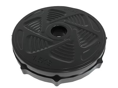 Black Circular 1.5kg Weight Plate With Textured Surface For Fitness Equipment 3d model