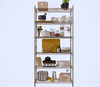 Modern Storage Rack Kitchen Supplies Exquisite Stainless Steel Storage Rack 3d model