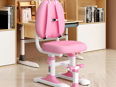 Pink Adjustable Kids Study Chair With Ergonomic Backrest For Learning Space 3d model
