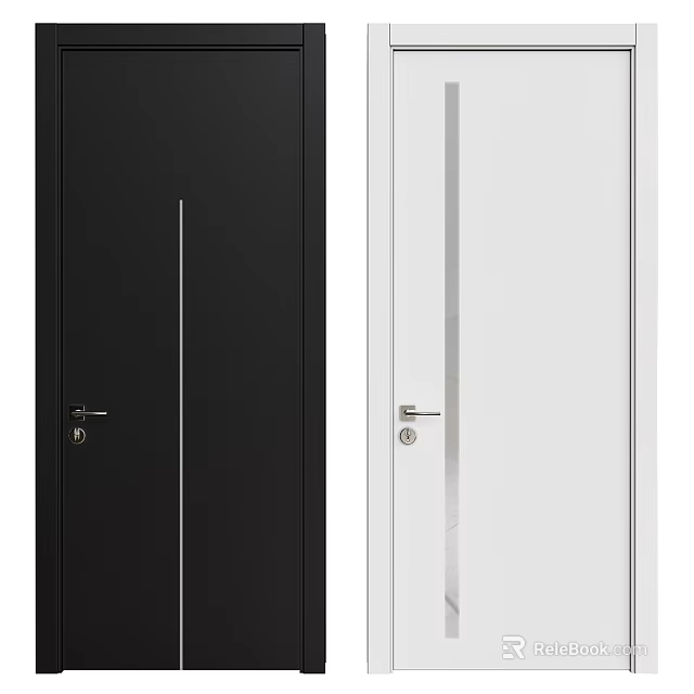 Modern Black And White Swing Doors With Sleek Design For Interior Spaces 3d model 