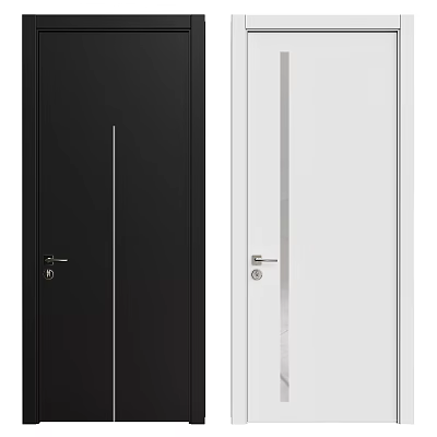Modern Black And White Swing Doors With Sleek Design For Interior Spaces 3d model
